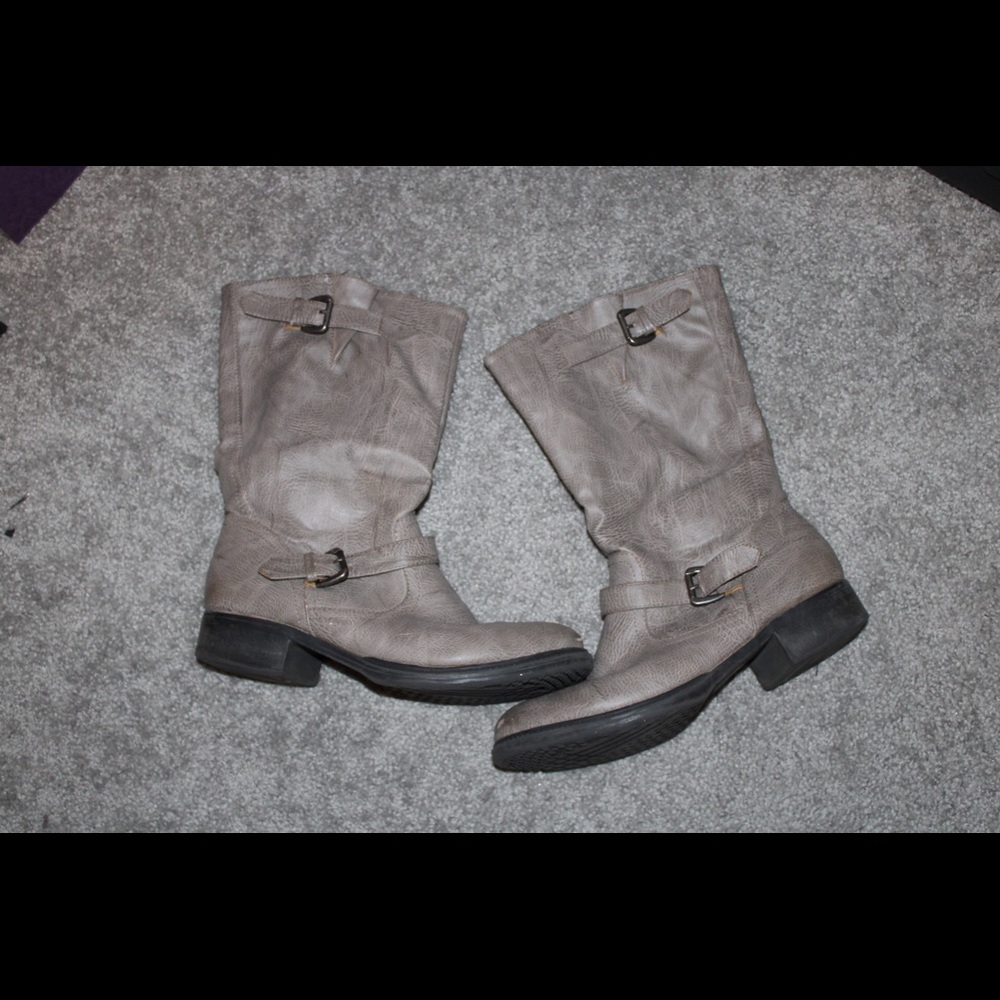 Grey Leather boots